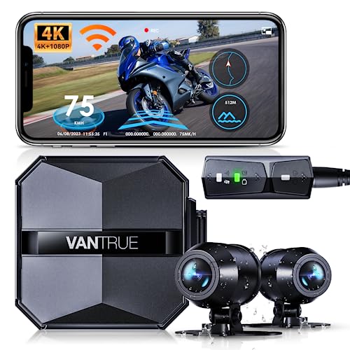 Motorcycle 4K Dash Cam Front and Rear, IP67 Waterproof, GPS Wi-Fi Z60960