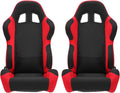 2Pcs Universal Fully Reclinable Nylon Racing Seats Double Slide Black and Red F8716