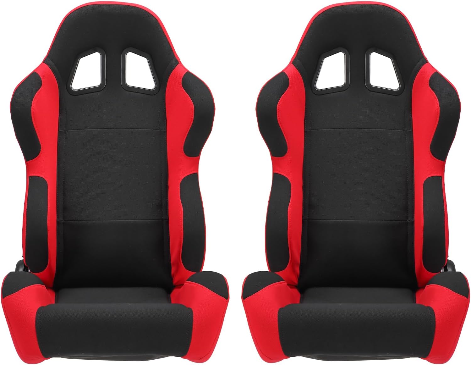 2Pcs Universal Fully Reclinable Nylon Racing Seats Double Slide Black and Red F8716