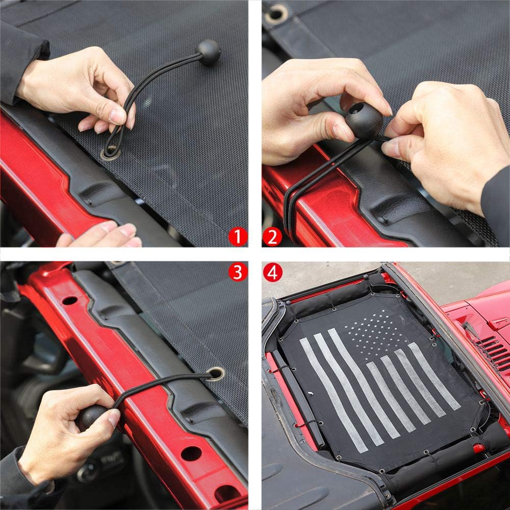 Black Mesh Shade Top Sunshade Cover for Jeep Wrangler JK JKU 2/4-Door H373979