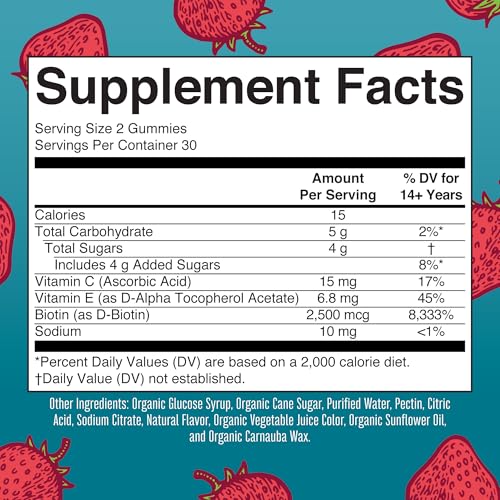 Biotin Gummies with Vitamin C & Vitamin E, 60 Count M140