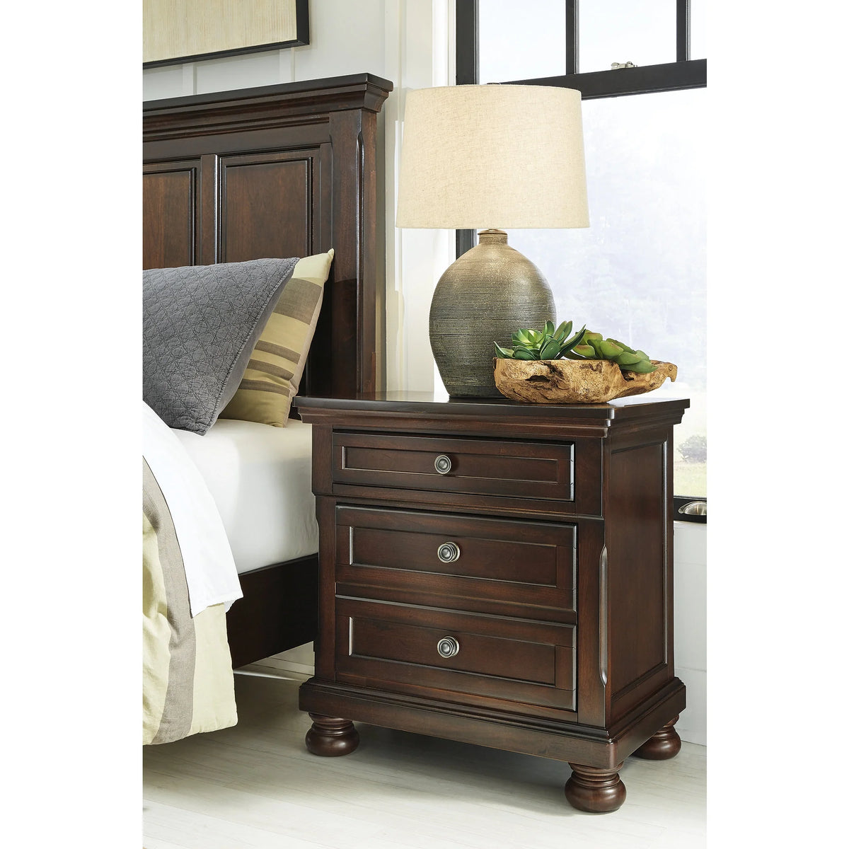 2 Drawer Nightstand, Dark Brown Y60740
