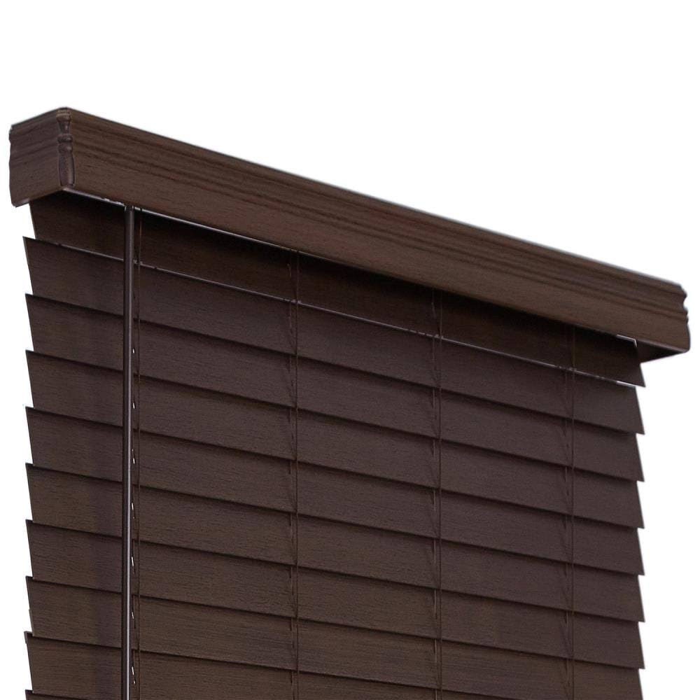 Cordless Brown Faux Wood Room Darkening Horizontal Blinds I183896