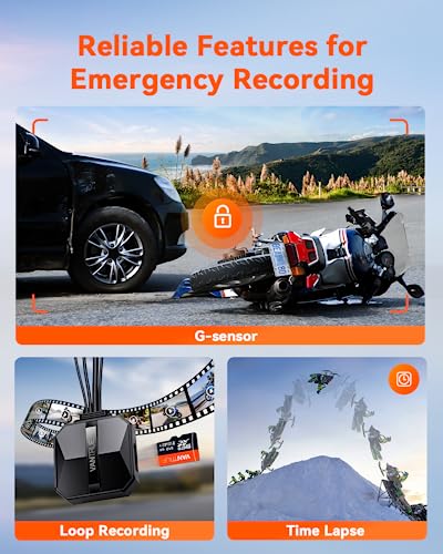 Motorcycle 4K Dash Cam Front and Rear, IP67 Waterproof, GPS Wi-Fi Z60960