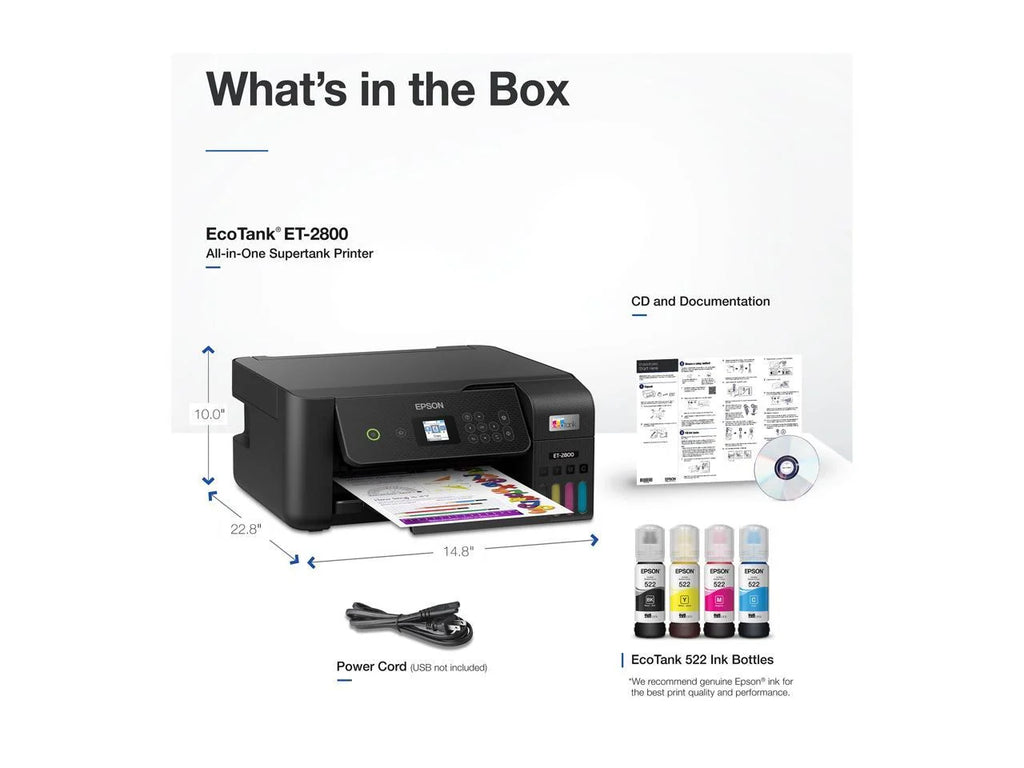 Black Wireless Color All-in-One Supertank Printer S3712