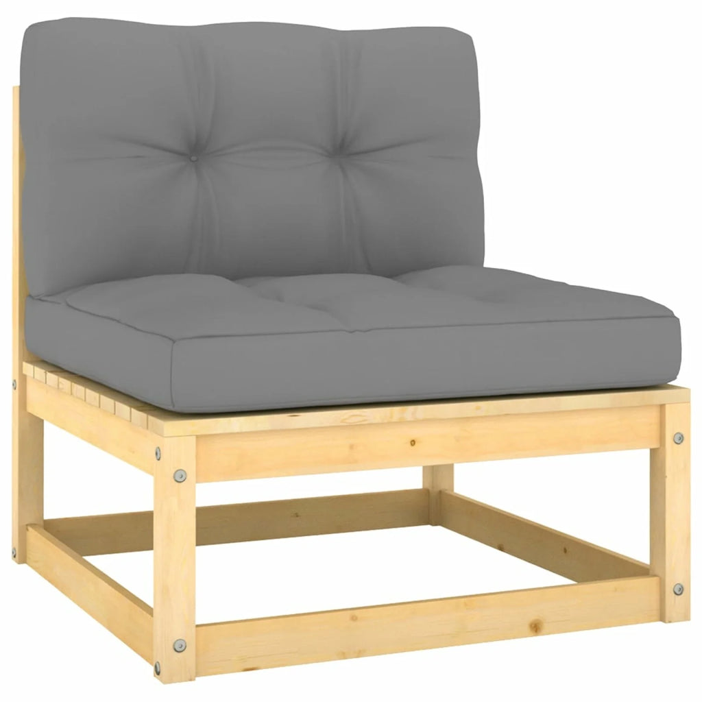 10 Piece Patio Lounge Set with Gray Cushion Pinewood Sectional Outdoor Furniture Set V99010