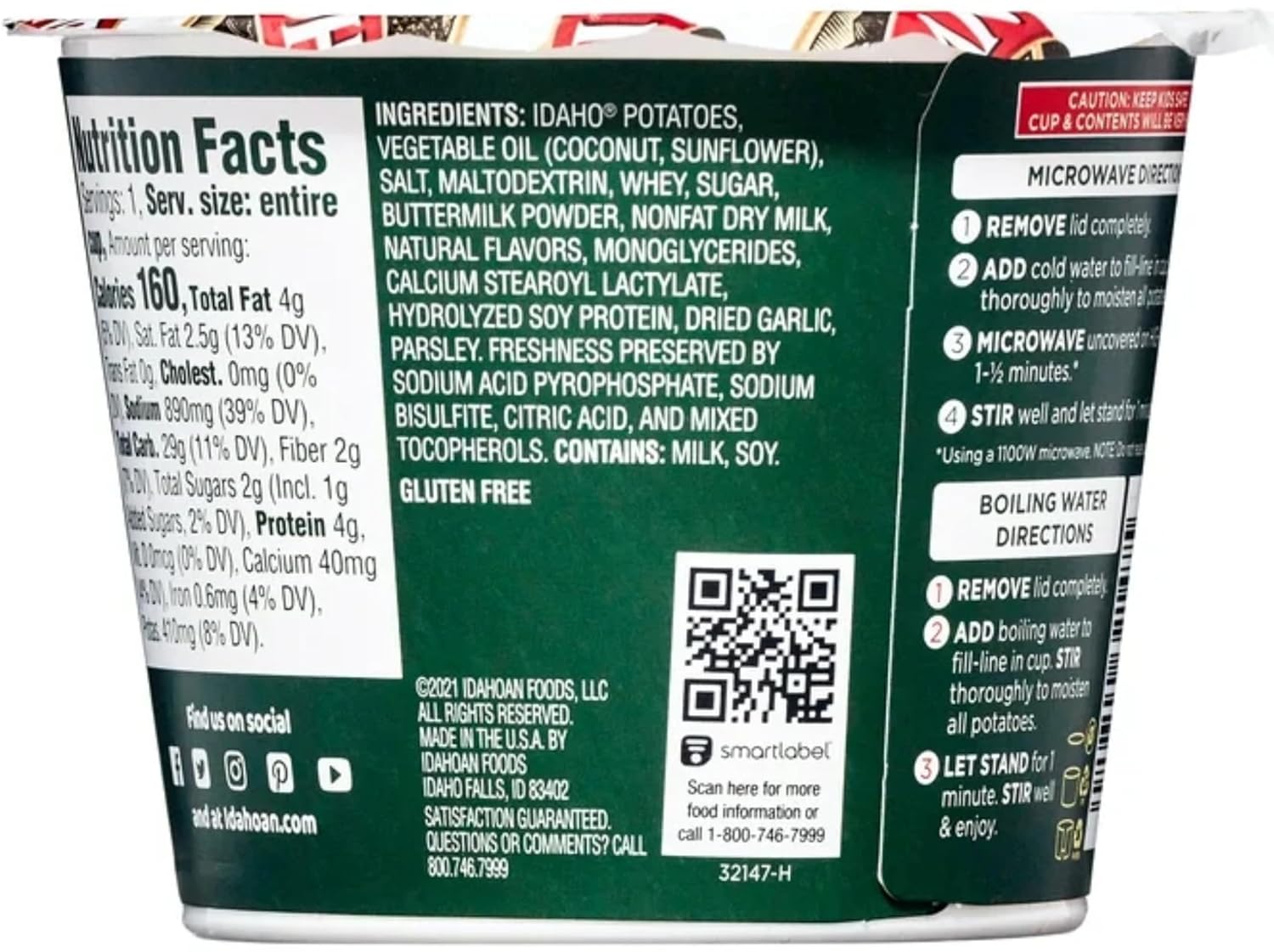 4 Flavor Mashed Potatoes Microwavable Bowls Variety, Pack of 8 X982