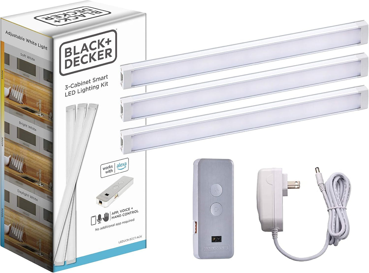 Under Cabinet Lighting Kit, Adjustable LEDs, 9 Bars, White Z828479