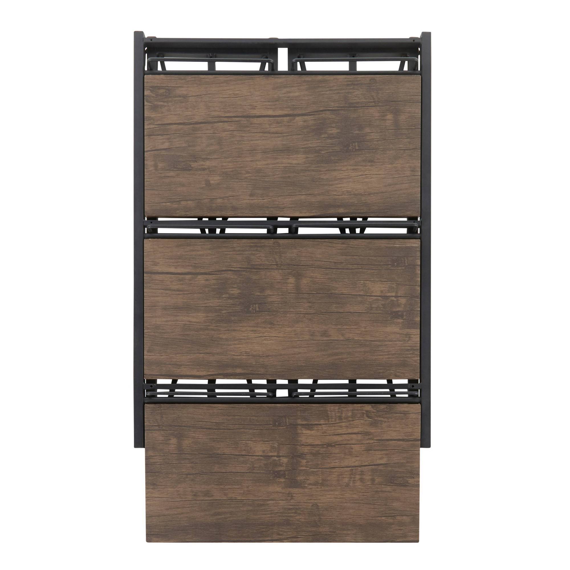 Brown Wood Black Metal Bookcase A980887