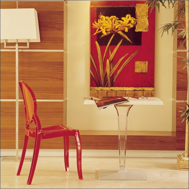 Glossy Red Polycarbonate Dining Chair Q8057