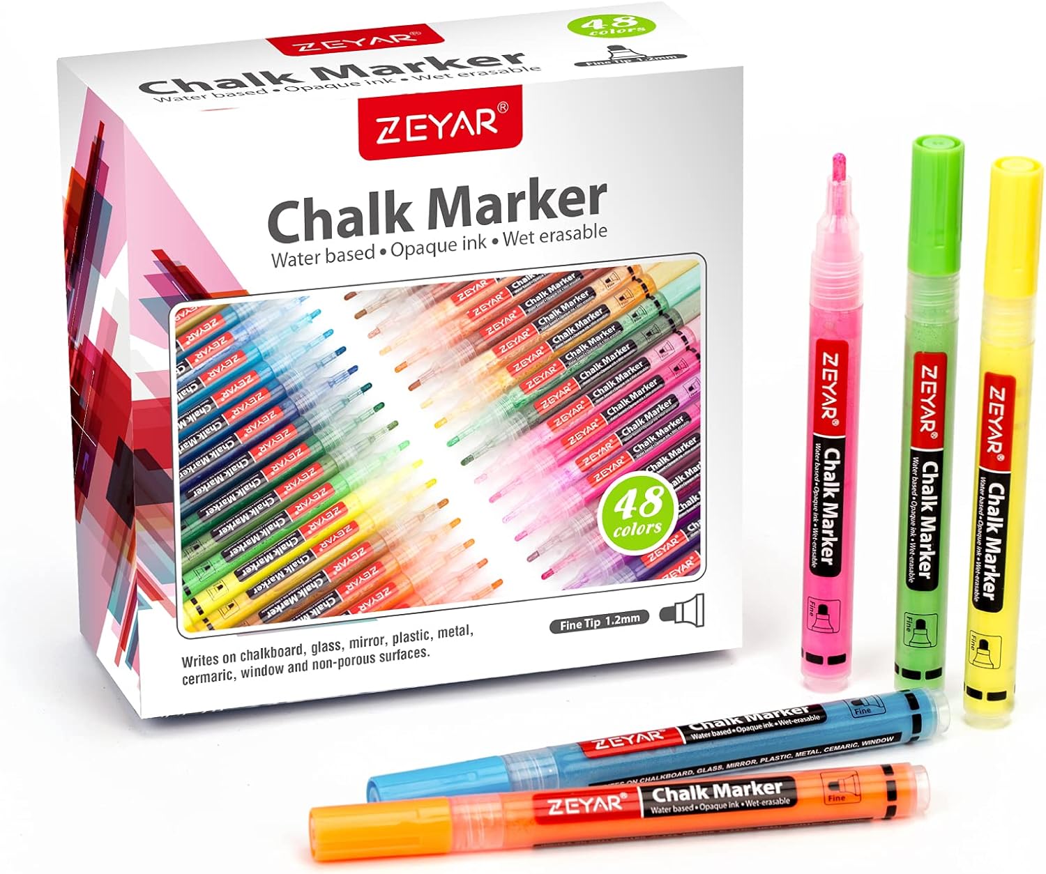 Liquid Chalk Marker, Fine Tip, Water-Based Opaque Ink, Pack of 2 X7525