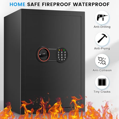 2.8 Cub Large Steel Fireproof Waterproof Home Security Safe Box with Electronic Keypad and Alarm System D658