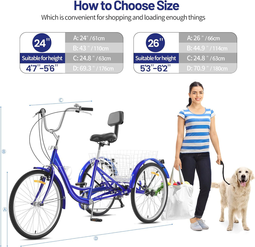 24 Inch 3 Wheel Tricycle with Rear Basket M4794