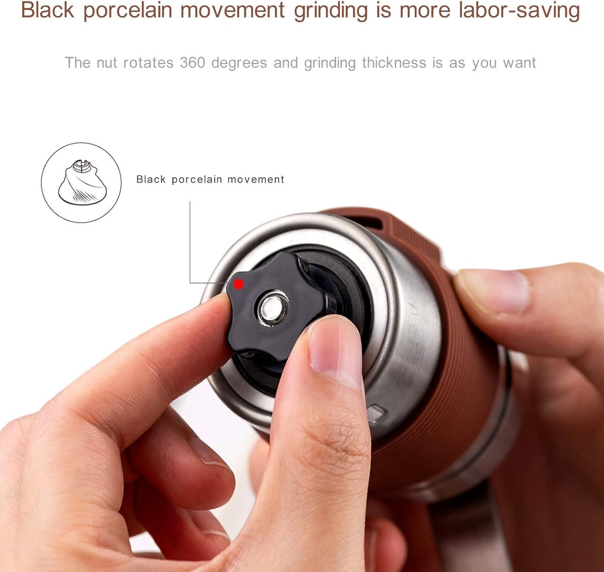 Portable Mini Stainless Steel Manual Coffee Grinder with Adjustable Settings P28282