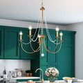Antique Brass 5-Light Candle Style Chandelier with Beaded Accents J685723