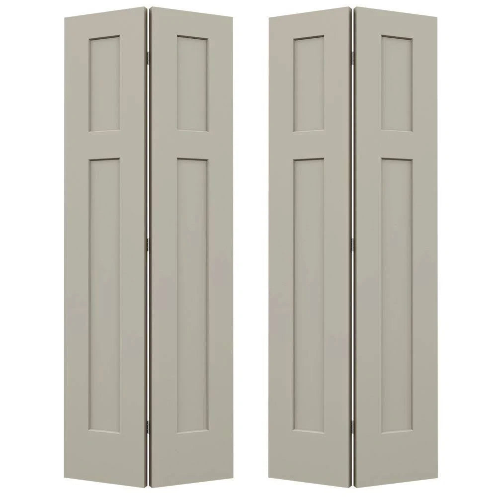 36 in. x 80 in. Desert Sand Painted Molded Composite MDF Bi-Fold Double Door S13772