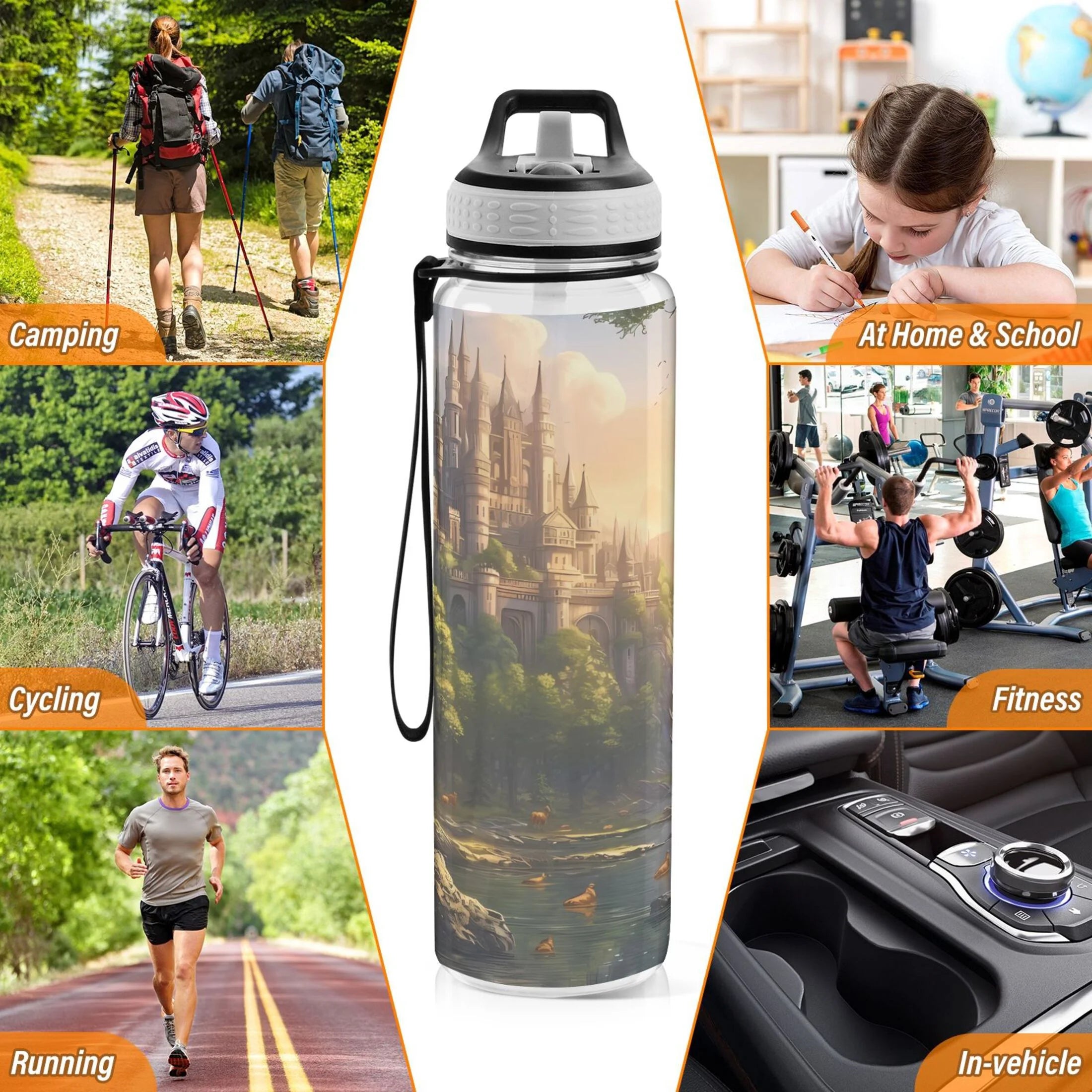 32oz Tritan Leakproof Clear Sports Water Bottle K895