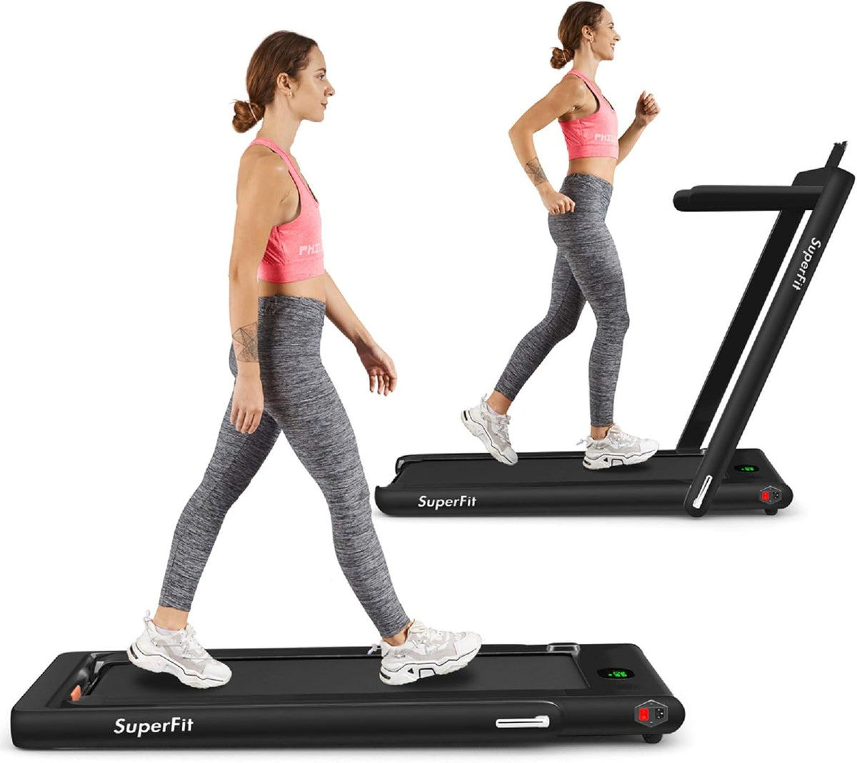 2 in 1 Folding Treadmill with Bluetooth Speaker and LED Display I489