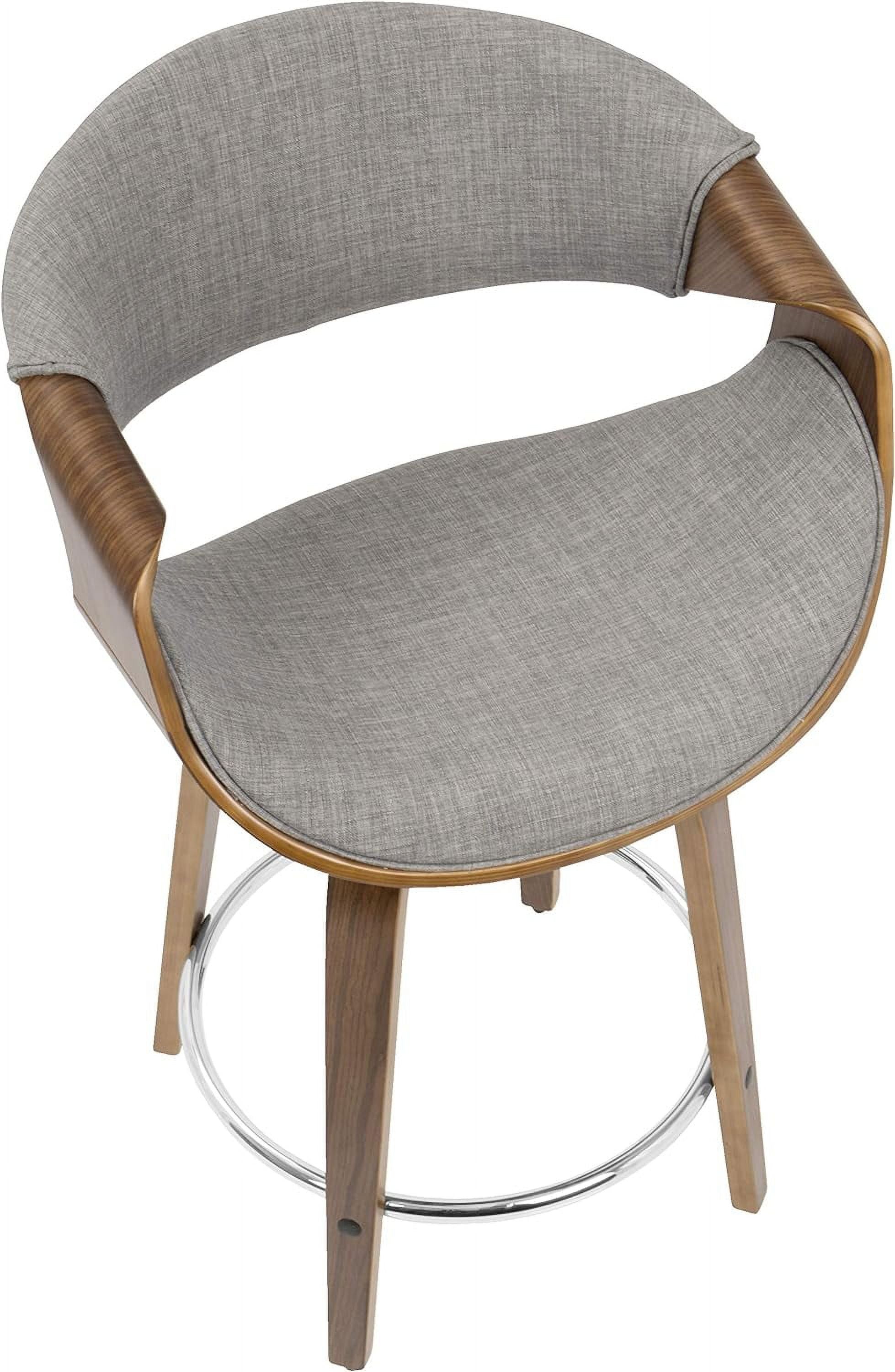 Set Of 2 Walnut Wood Light Grey Fabric Counter Stool D885