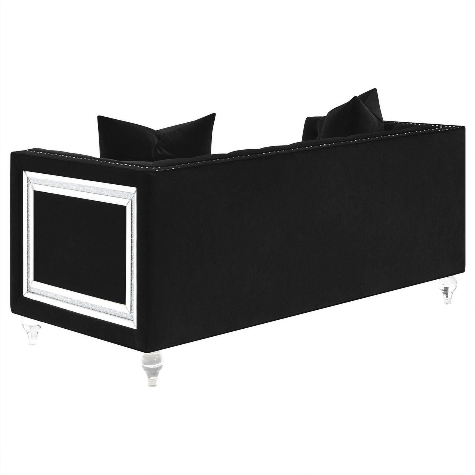 Black Velvet Tufted Arm Loveseat X263867