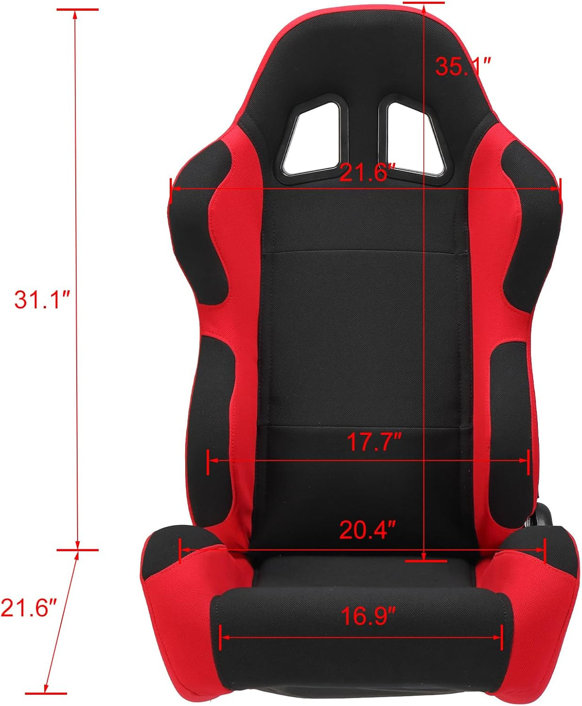 2Pcs Universal Fully Reclinable Nylon Racing Seats Double Slide Black and Red F8716