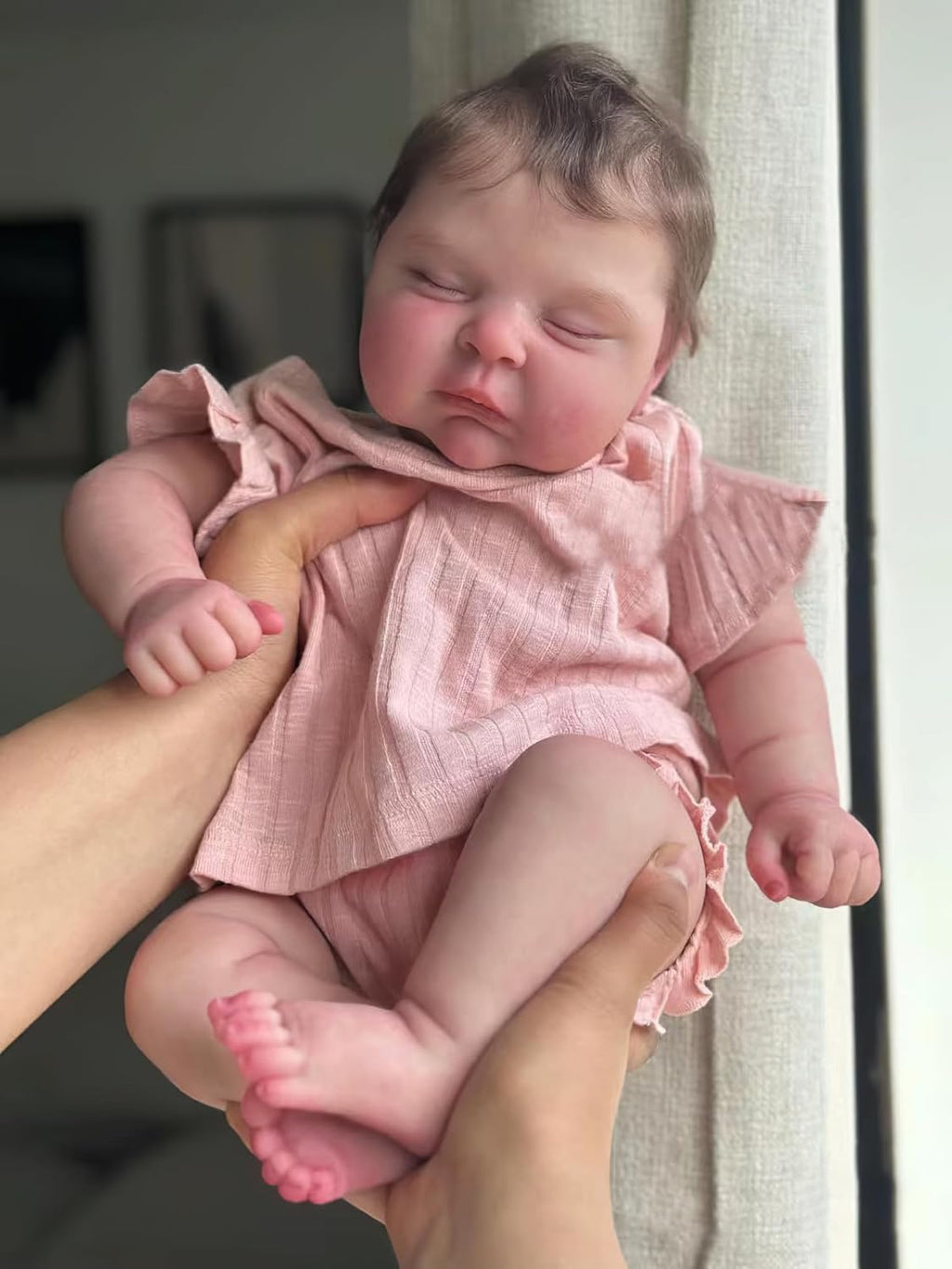 19 Inches Sleeping Realistic Newborn Girl Doll with Weighted Cloth Body and Vinyl Limbs Z247985