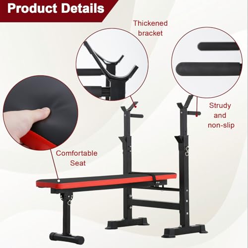 Adjustable Weight Bench with Squat Rack 660lbs Foldable Y13677