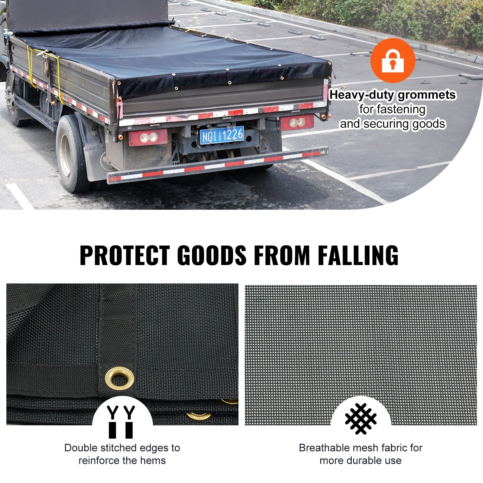 Dump Truck Tarp Mesh Tarp 6 x 14 ft PVC 18oz Double Pockets Trailer Shade C92518
