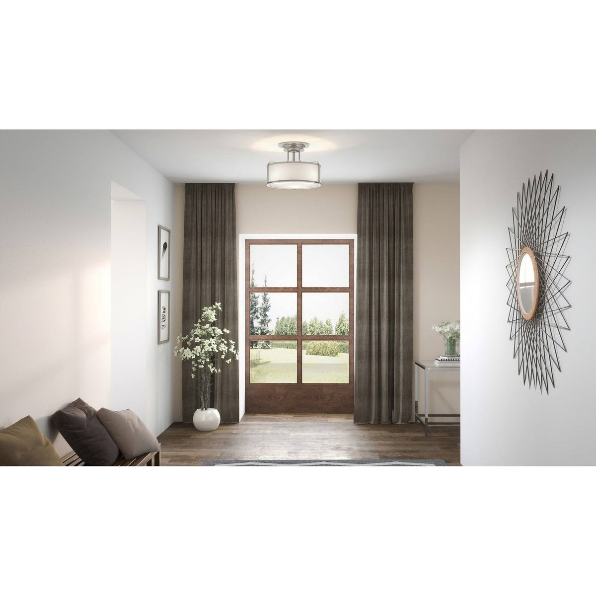 Brushed Nickel 3-Light Semi-Flush Mount E701