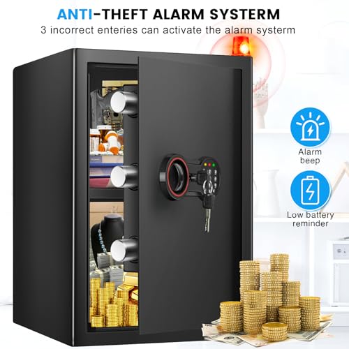 2.8 Cub Large Steel Fireproof Waterproof Home Security Safe Box with Electronic Keypad and Alarm System D658