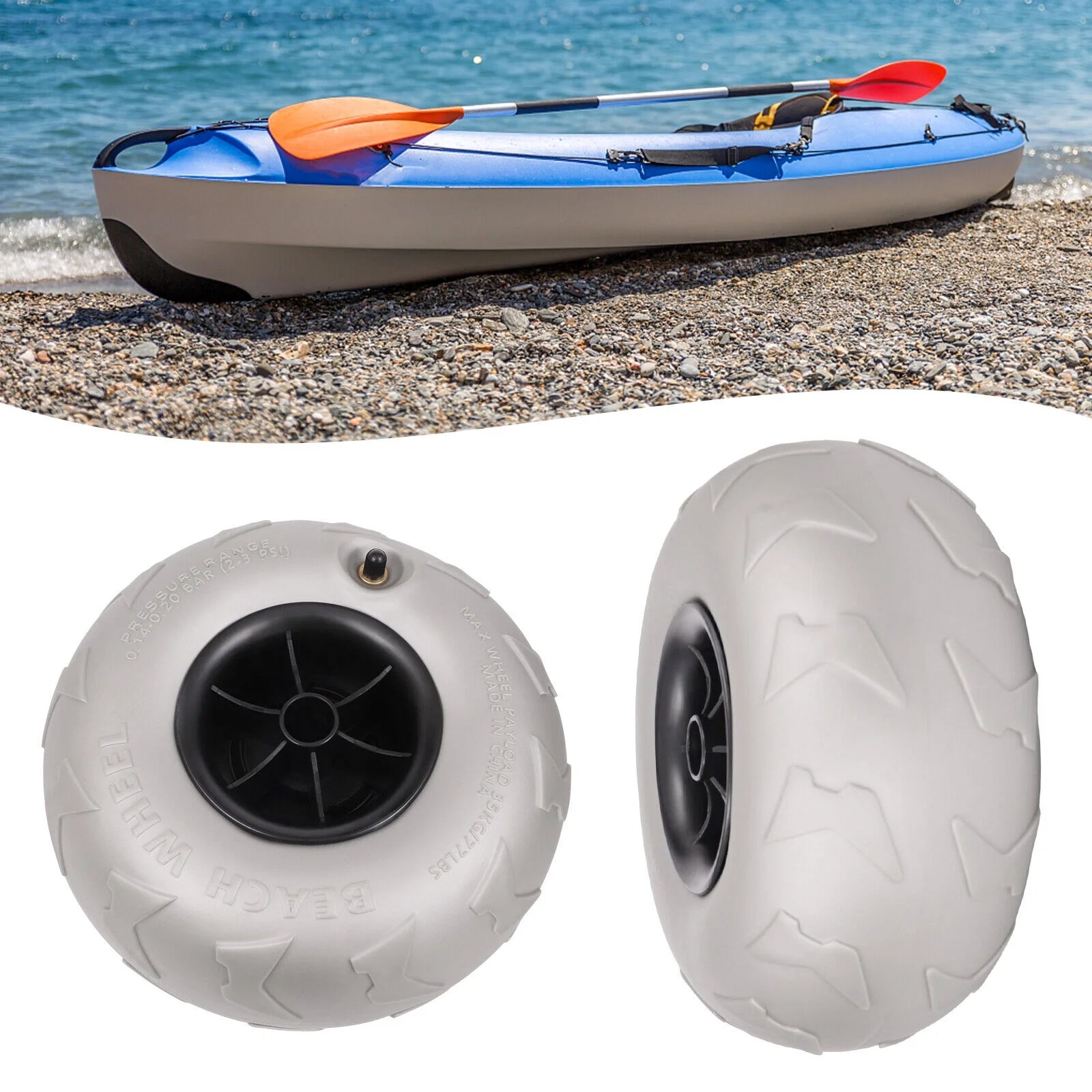 2pcs 9'' Inflatable Wheels Replacement Sand Tire PVC for Kayak Dolly Cart T596459