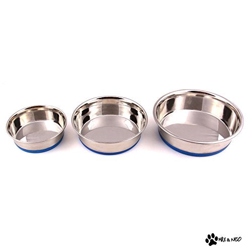 Heavyweight Non-Skid Rubber Bottom Stainless Steel Dog Bowl - Small - 32oz - 6.5" Diameter H1998