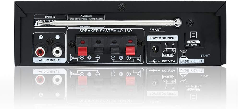 Bluetooth 5.0 Stereo Audio Amplifier Receiver with USB, SD Card, FM Radio, Remote Control M2801