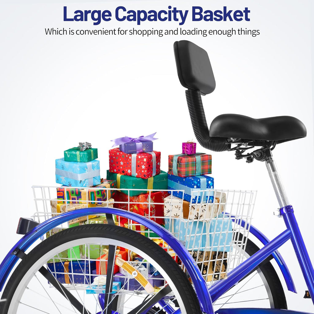 24 Inch 3 Wheel Tricycle with Rear Basket M4794