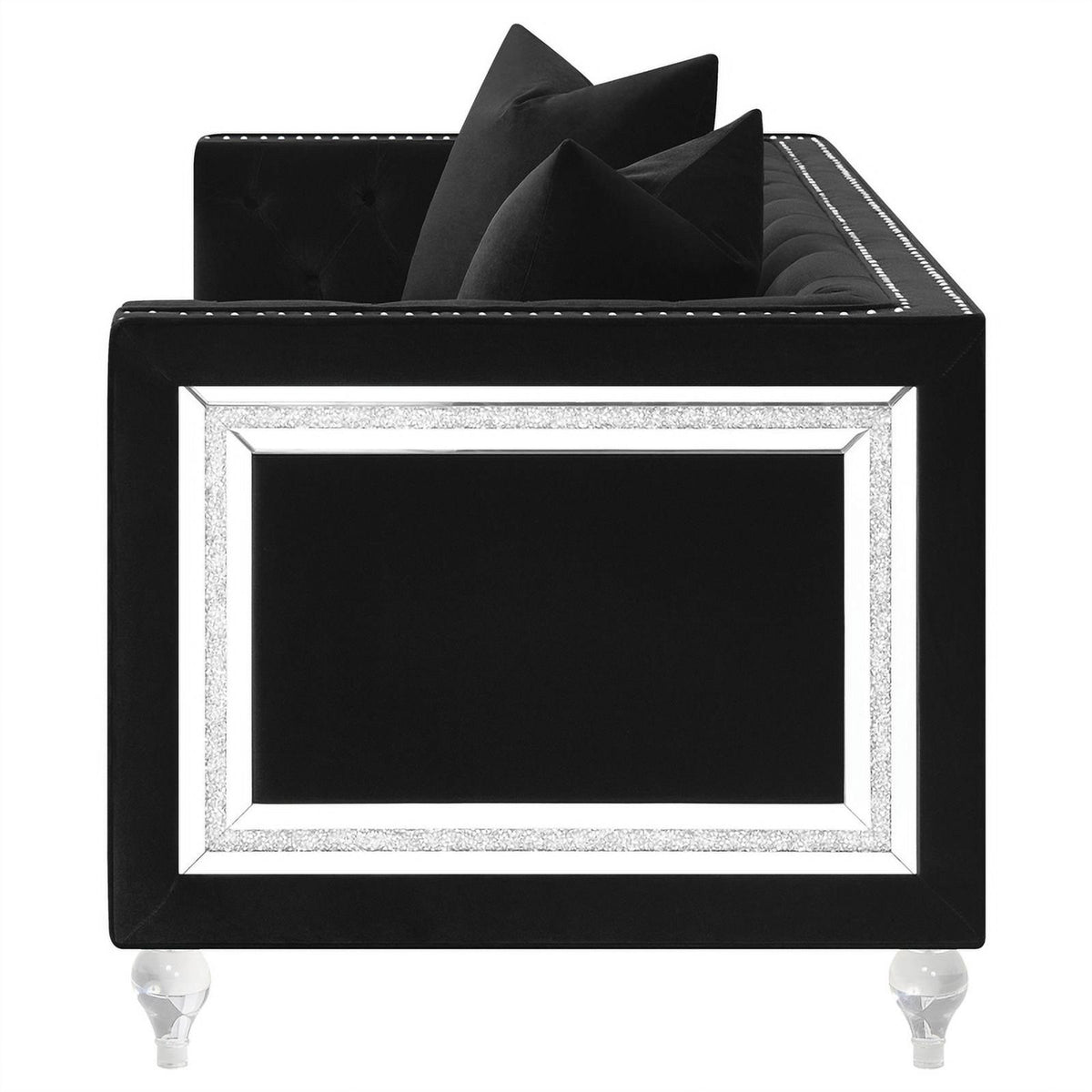 Black Velvet Tufted Arm Loveseat X263867