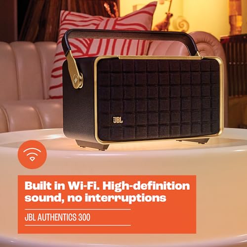 Retro Style Smart Home Speaker with Wi-Fi, Bluetooth and Voice Assistants (Black/Gold) B696344