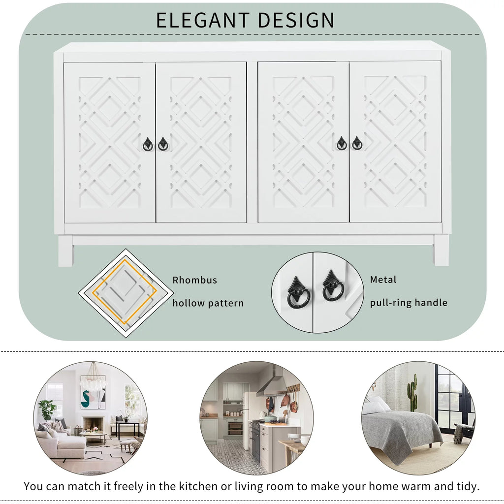 White 2-Door Storage Cabinet with Metal Legs and Adjustable Shelves O26619