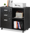 Black 3-Drawer Wood File Cabinet with Lock C86273