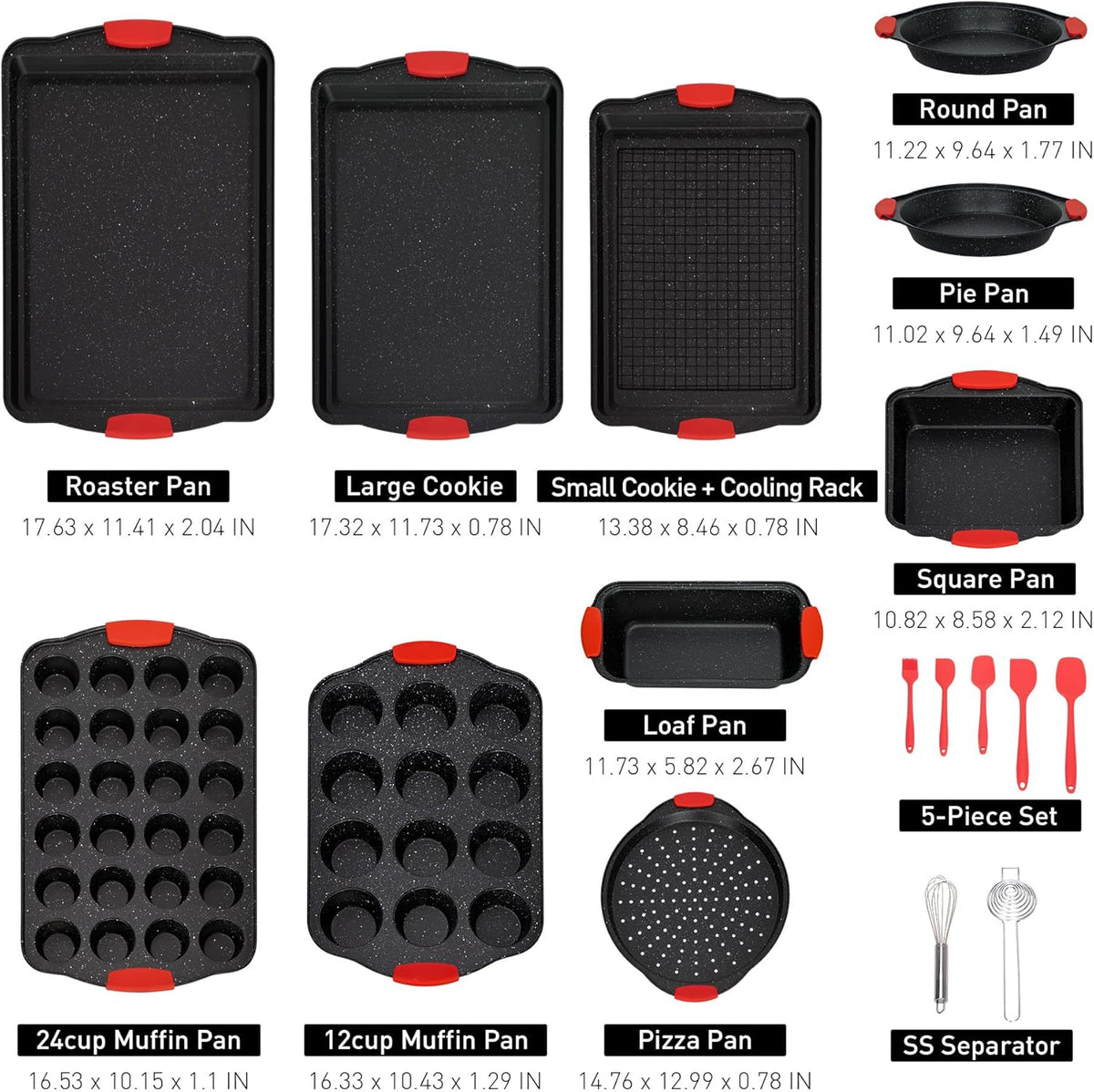 18-Piece Nonstick Carbon Steel Black Baking Pans Set R31378