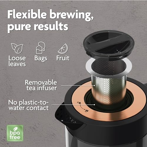 Electric Kettle with Tea Infuser, Temperature Control, 1.5 Liters, Midnight Blue J2841