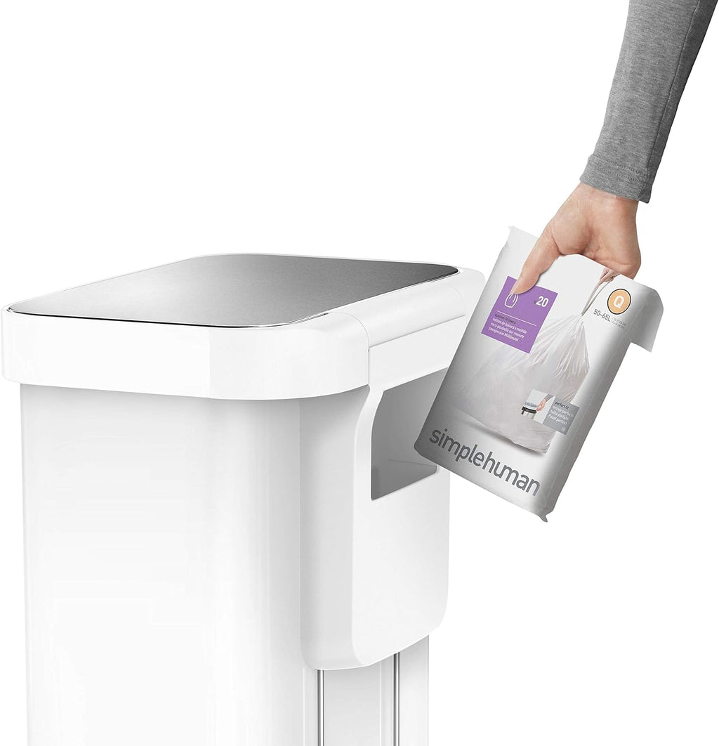 55 Liter White Stainless Steel Kitchen Step Trash Can F5805