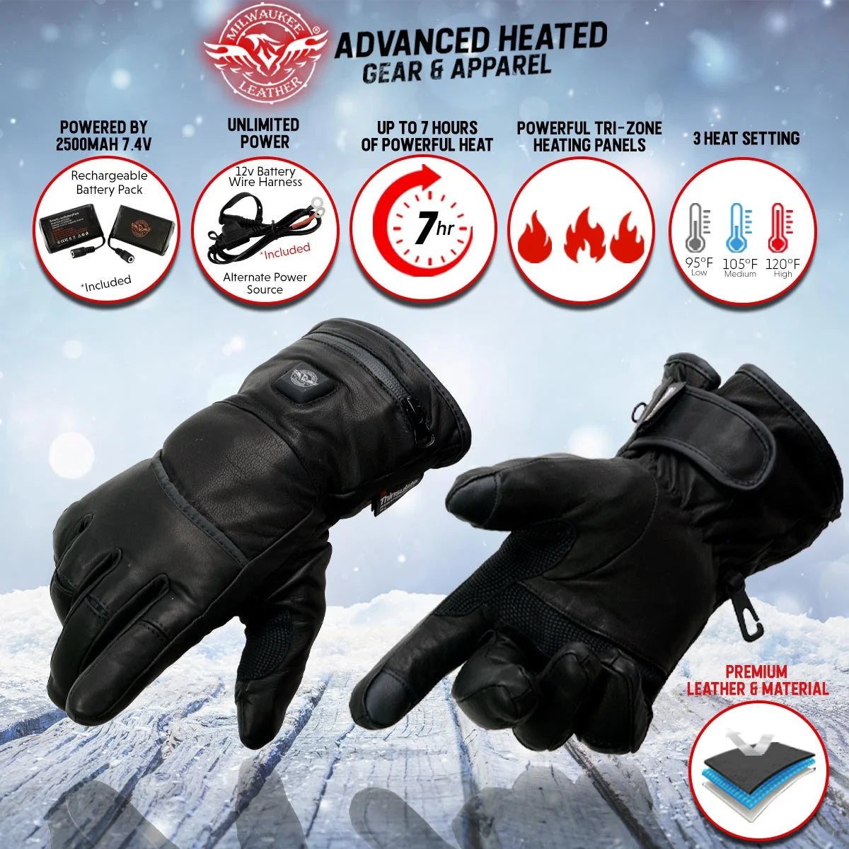 Heated Winter Gloves with Battery K929639