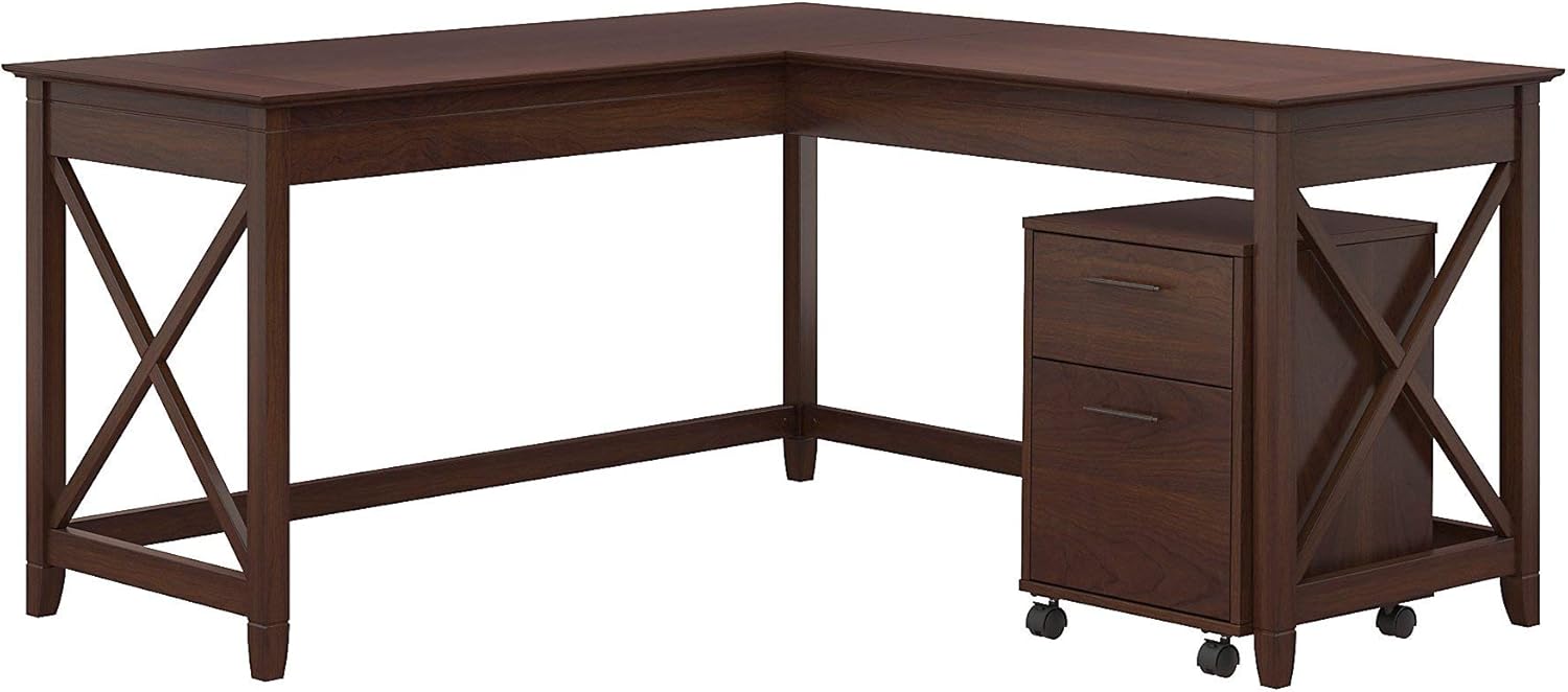 60W L Shaped Desk with 2 Drawer Mobile File Cabinet Q4588