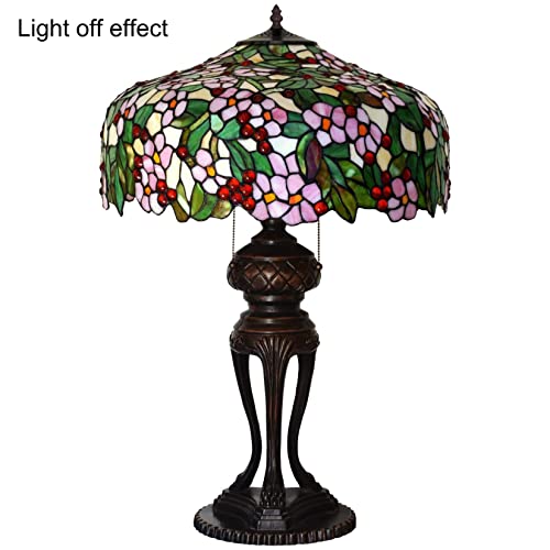 Peach Stained Glass 3-Light Table Lamp D8222