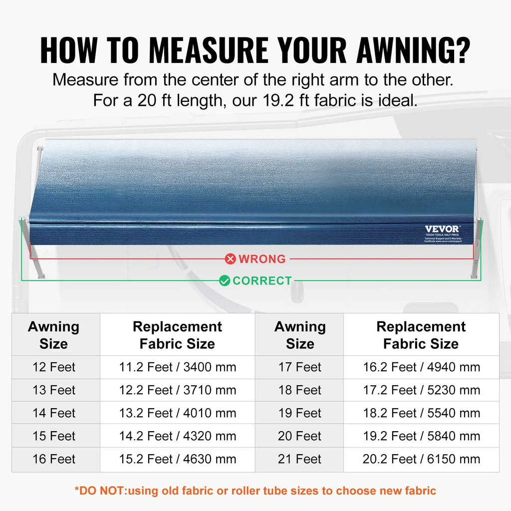 20' RV Awning Fabric Replacement Waterproof Fabric Q5872