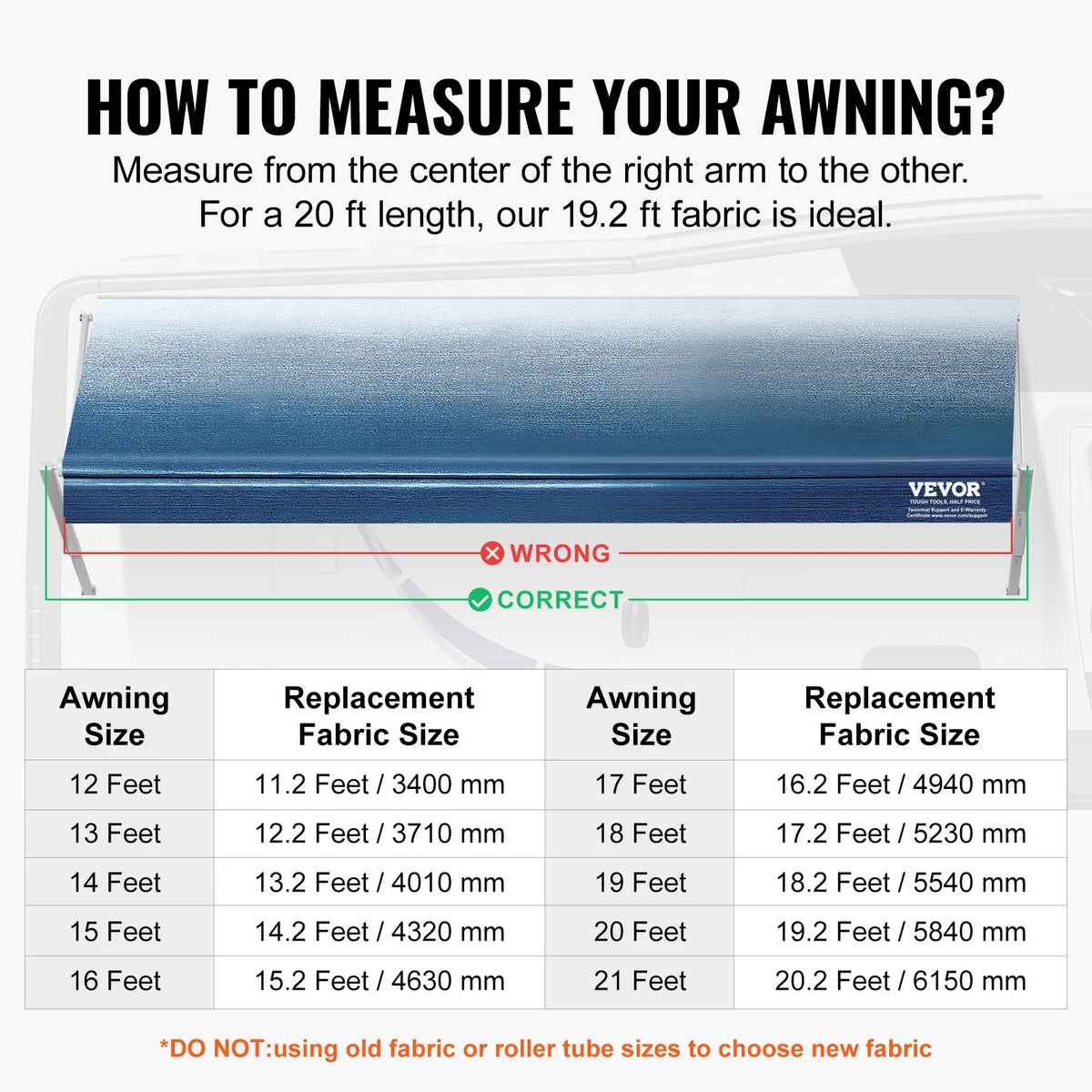 20' RV Awning Fabric Replacement Waterproof Fabric Q5872