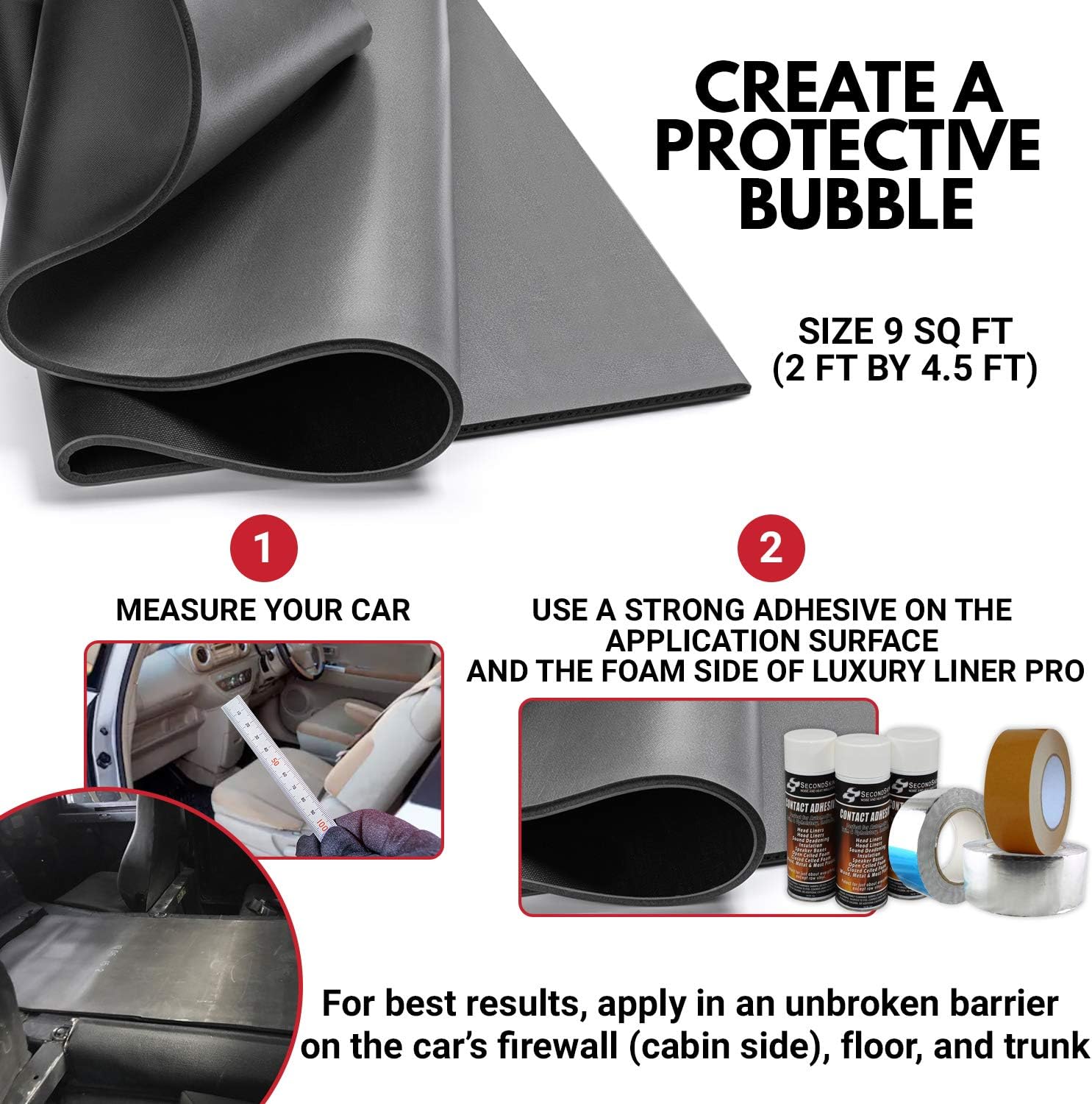 2 in 1 Sound Insulation for Cars Mass Loaded Vinyl and Closed Cell Foam B8790