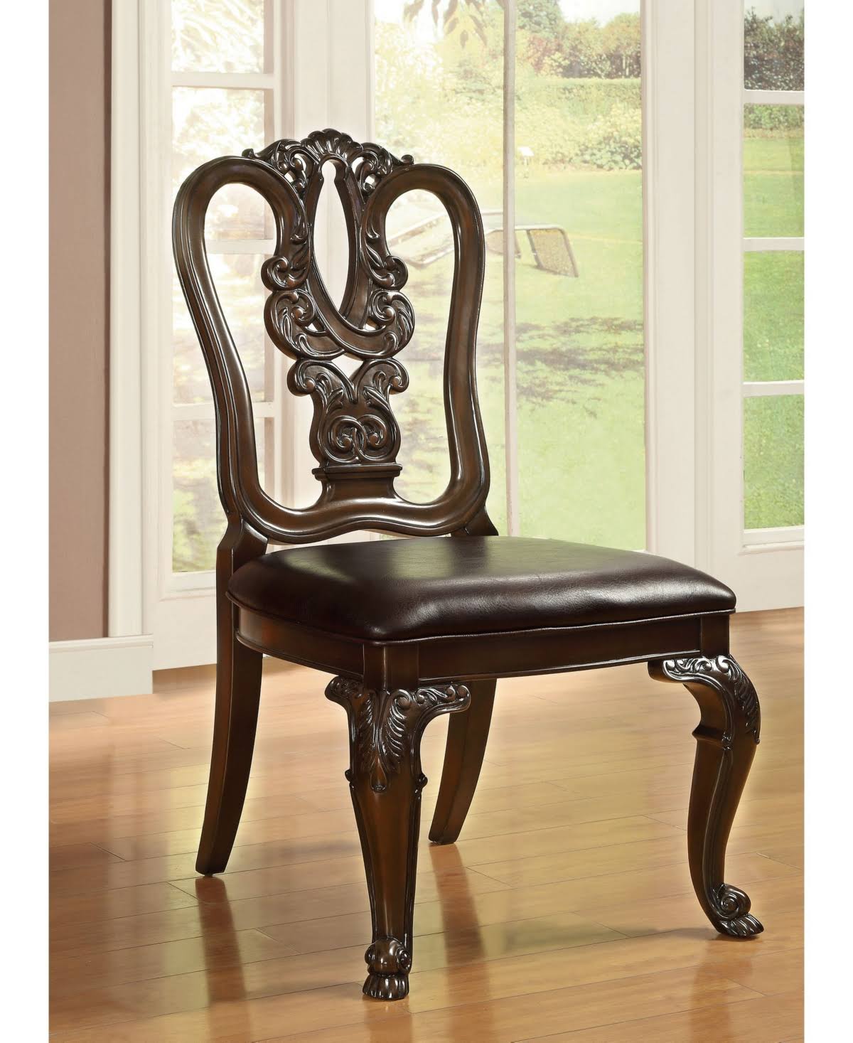 Carved Dining Chair (Set of 2) - Brown V4960