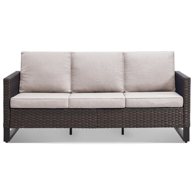 Beige 3-Seat Patio Sofa with Cushions A48238