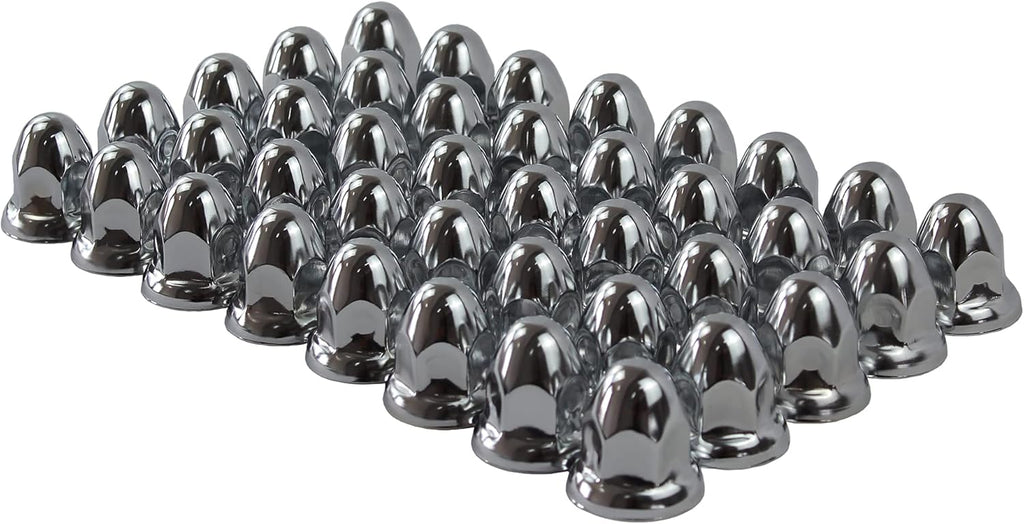 Chrome Steel 33mm Push-on Bullet Flanged Lug Nut Covers Pack of 60 V1279